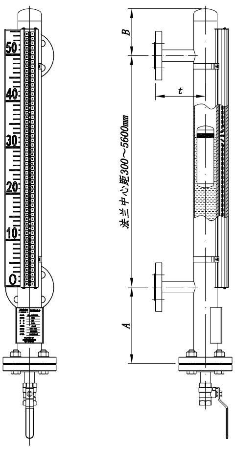 Flap-11A標(biāo)準(zhǔn)型磁翻板液位計尺寸